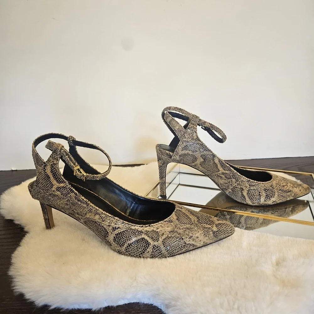 Express Snakeskin Pointed Toe Slingback Pumps Stiletto Heels Women's Size 9M $79